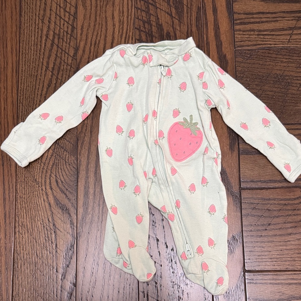 Carter's Baby Footie Sleepers - Mint Green, Peach, White with Prints - Picture 5 of 10